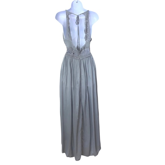 Miss Avenue Dress Hi-Low Gray Empire Waist Tie Back at Neck - Picture 2 of 13
